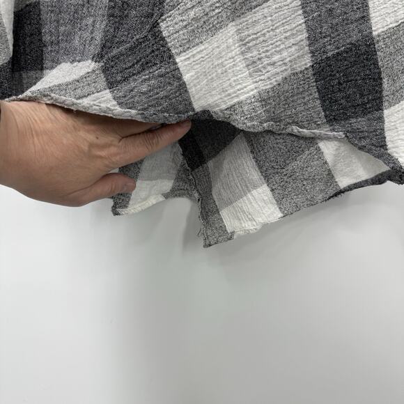 Habitat Clothes To Live In Tunic Large Asymmetrical Bufflalo Plaid Linen Blend - Picture 8 of 13